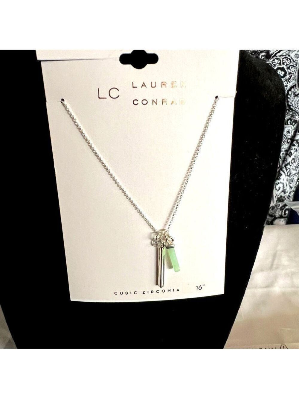 LAUREN CONRAD Necklace, 16" Silvertone Chain with charms. (J0261)